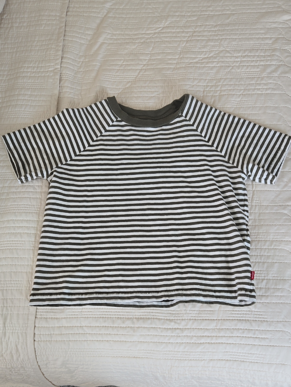 Levi's Green & White Striped Short-Sleeve Tee Crop Womens